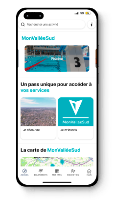 Écran de l'application MonValléeSud — téléchargement depuis les stores